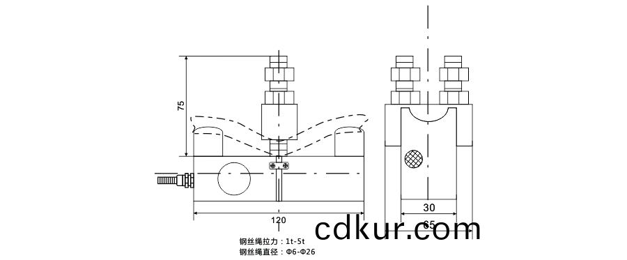 BCQ黑色旁(pang)壓式傳感器尺寸圖